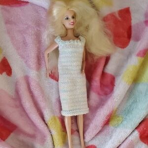 Stylish Knit Dress And Brittney Spears- White and Blue